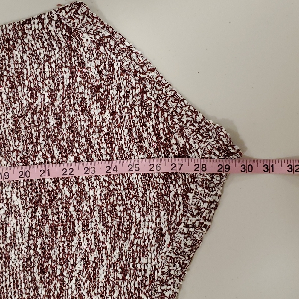 Soft Surroundings Long sleeve burgundy and white knit sequins Med - Picture 5 of 6